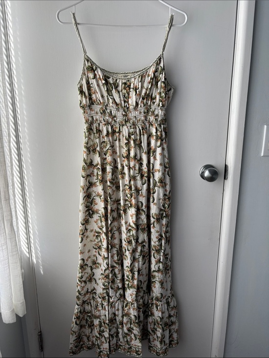 Max Studio Dresses & Skirts - Max Studio Floral Spaghetti-Strap Maxi Dress in Cream, Green and Orange